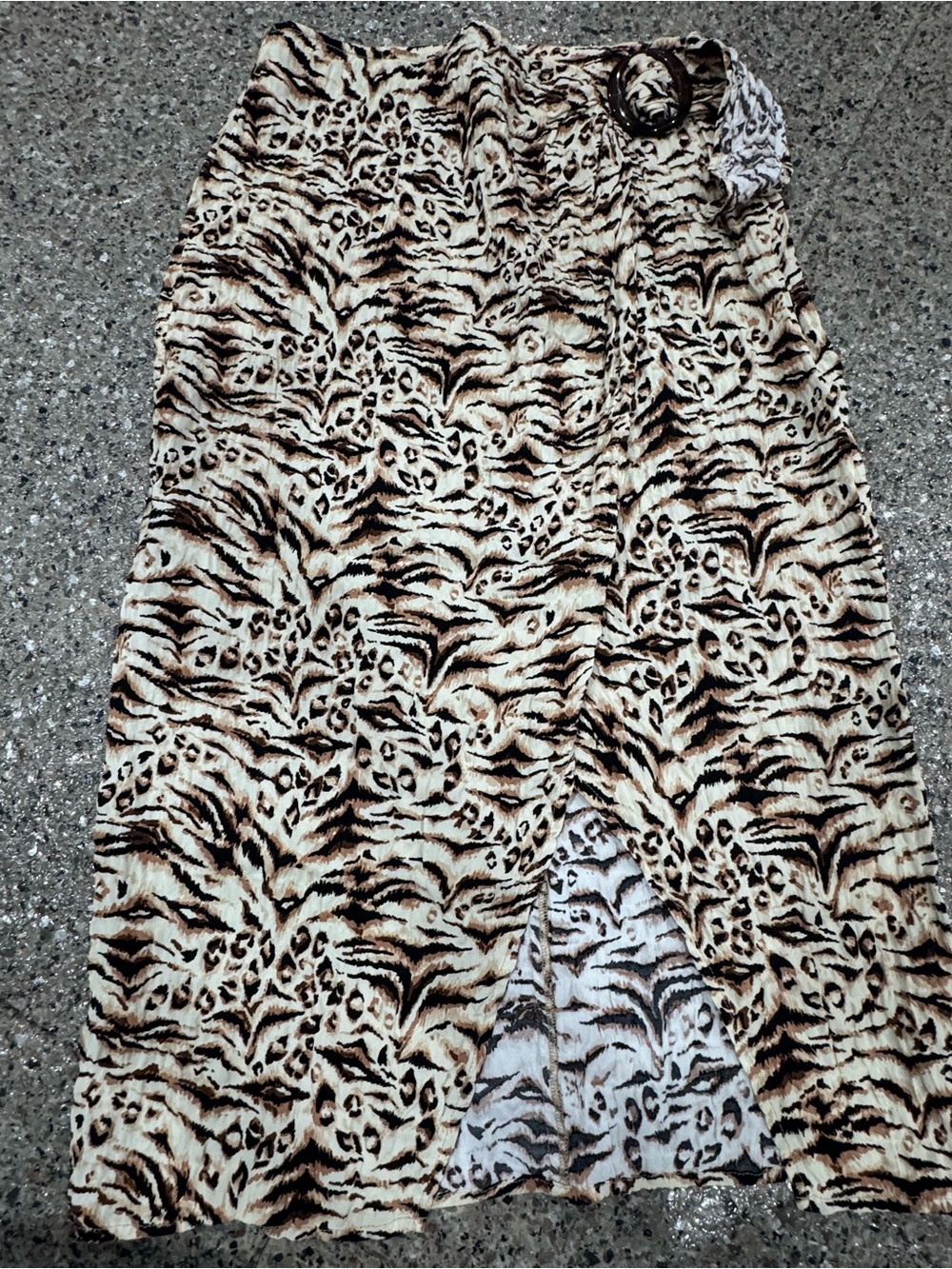 Seed Heritage Animal-Print Midi Skirt in Beige and Brown